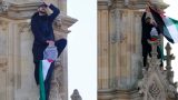 Big Ben caos a Londra: attivista si arrampica con bandiera della Palestina